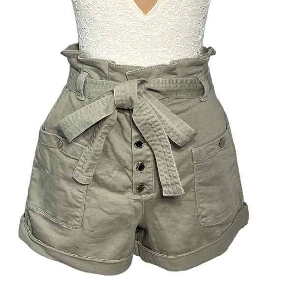 Ted Baker London khaki green paper bag shorts size 32 - Picture 6 of 10